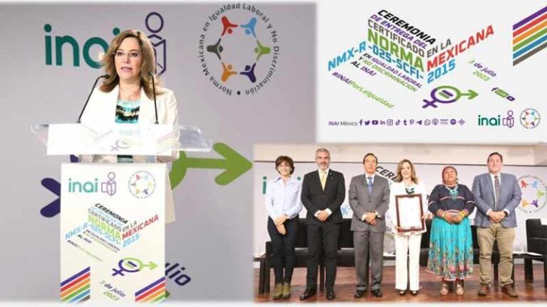 Inai obtiene certificación en la norma mexicana de igualdad laboral y no discriminación